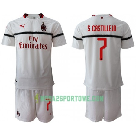 Koszulka AC Milan S.Castillejo 7 Dziecięcy Wyjazdowe Stroje Piłkarskie 2018/19 Krótki Rękaw